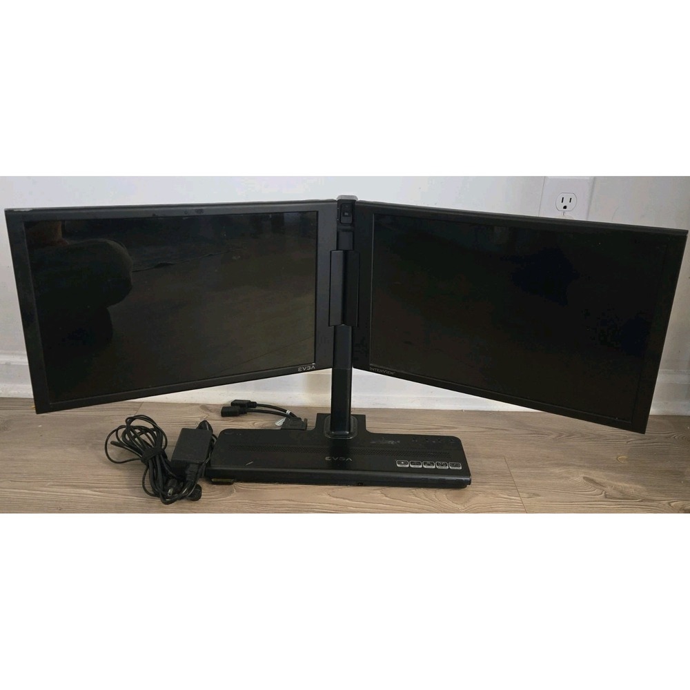 EVGA InterView 1700 17" Dual Monitor System USB Hub Webcam 1440x900 Tested Works